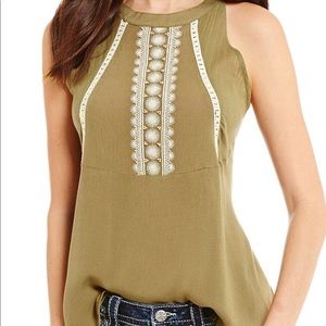 Price⬇️ NWT Miss Me Embroidered Olive Tank Top